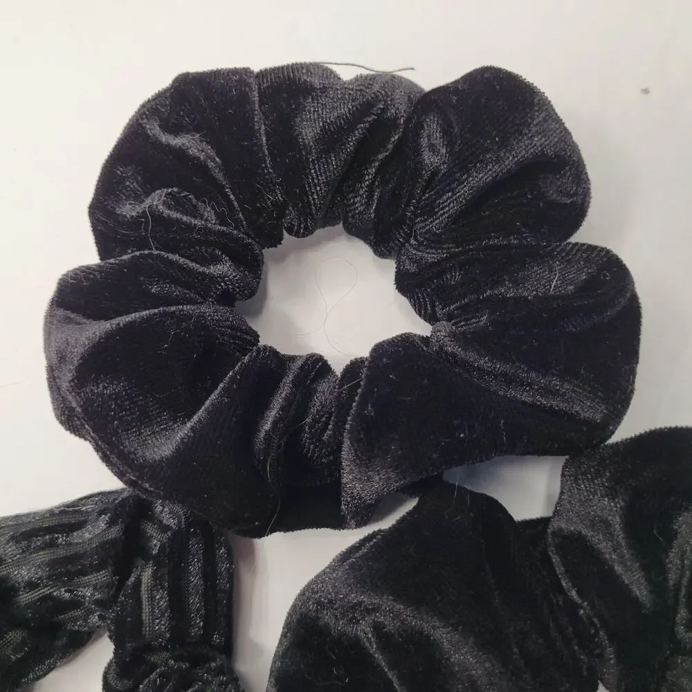 Three Pack Black Hair Scrunchies - Stylish & Gentle Hair Ties